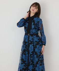 GRACE CONTINENTAL バイカラーコード刺繍ワンピース
