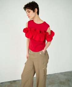 GRACE CONTINENTAL フリルリブカットトップ