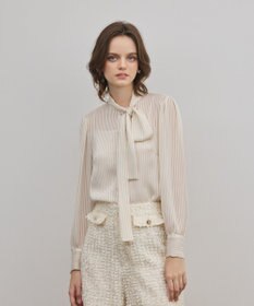 GRACE CONTINENTAL ストライプボウブラウス ベージュ