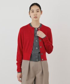 GRACE CONTINENTAL バイカラーウールニットカーディガン レッド