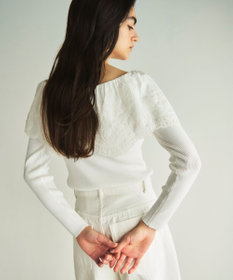 GRACE CONTINENTAL カットワークリブニットトップ