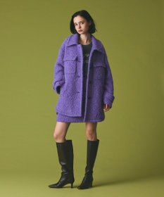 GRACE CONTINENTAL リングウールショートコート パープル