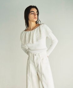 GRACE CONTINENTAL カットワークリブニットトップ