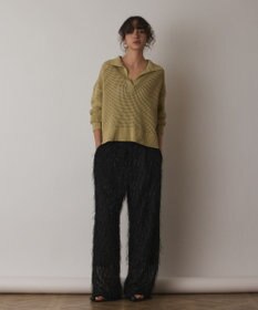 GRACE CONTINENTAL メッシュVネックニットトップ