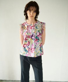 GRACE CONTINENTAL フラワーガーデンプリントトップ ピンク