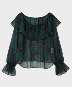 GRACE CONTINENTAL ラメストライププリントブラウス