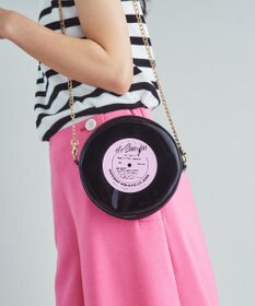 GRACE CONTINENTAL レコードエナメルバッグ ブラック