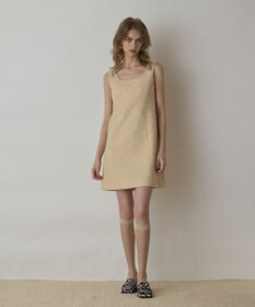 GRACE CONTINENTAL サラサジャガードミニワンピース ベージュ