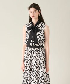 GRACE CONTINENTAL リボンプリントノースリーブトップ