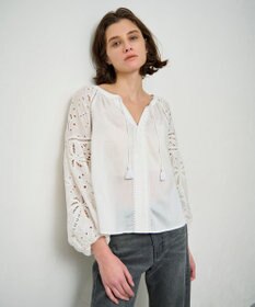 GRACE CONTINENTAL ヤシ柄カットワークトップ