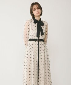 GRACE CONTINENTAL ビーズ刺繍ドットドレス キナリ