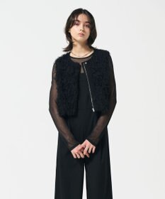 GRACE CONTINENTAL コンパクトフリンジベスト ブラック