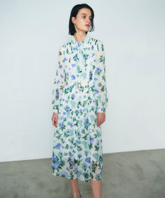 GRACE CONTINENTAL グラデフラワープリントワンピース