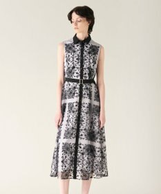 GRACE CONTINENTAL 刺繍フレアドレス グレー