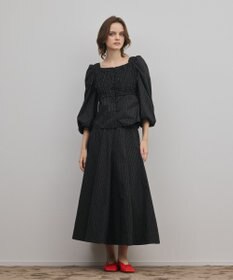 GRACE CONTINENTAL ラメドットタフタジャガードスカート ブラック