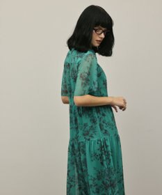 GRACE CONTINENTAL フラワープリントシャツフレアワンピース