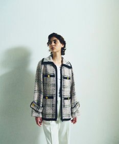 GRACE CONTINENTAL ツイードフーディーコート