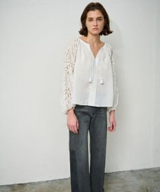 GRACE CONTINENTAL ヤシ柄カットワークトップ