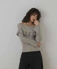 GRACE CONTINENTAL オフショルフリルニットトップ
