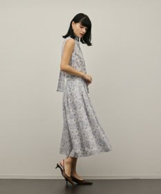 GRACE CONTINENTAL シアーフラワープリントジャガードフレアスカート