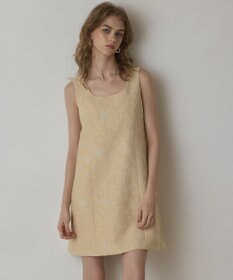 GRACE CONTINENTAL サラサジャガードミニワンピース