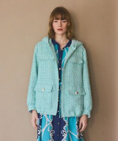 GRACE CONTINENTAL ツイードフーディーコート