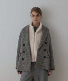 GRACE CONTINENTAL カルゼツイードダブルジャケット グレー