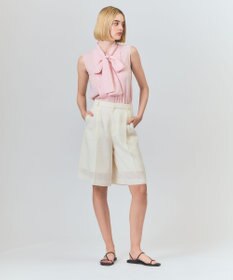 GRACE CONTINENTAL リネンライクボウタイノースリーブ