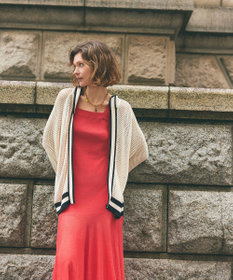 GRACE CONTINENTAL メッシュラインニットフーディ