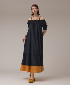 GRACE CONTINENTAL ギャザーロングワンピース ネイビー