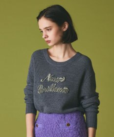 GRACE CONTINENTAL ビジューロゴニットトップ