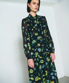 GRACE CONTINENTAL グラデフラワープリントワンピース