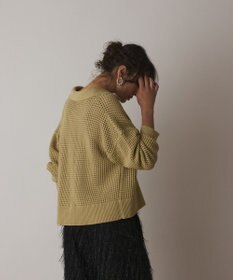 GRACE CONTINENTAL メッシュVネックニットトップ