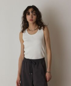 GRACE CONTINENTAL Uネックリブニットトップ ホワイト