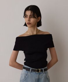 GRACE CONTINENTAL オフショルリブニットトップ