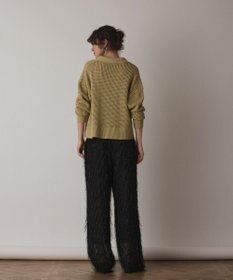 GRACE CONTINENTAL メッシュVネックニットトップ