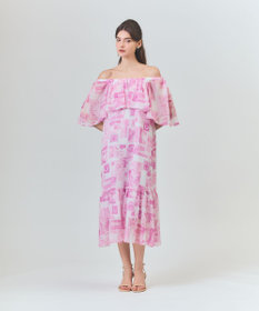 GRACE CONTINENTAL シフォンプリントドレス ピンク