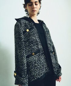 GRACE CONTINENTAL ツイードフーディーコート