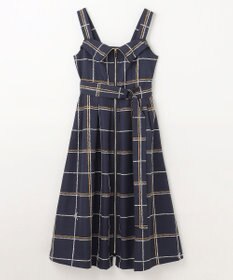 美品✨グレースクラス24SS ロープチェックワンピース 38 ネイビー ロープチェックワンピース / GRACE CONTINENTAL | GRACE