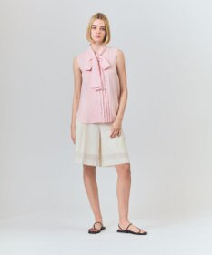 GRACE CONTINENTAL リネンライクボウタイノースリーブ