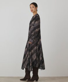 GRACE CONTINENTAL チェックプリントロングワンピース