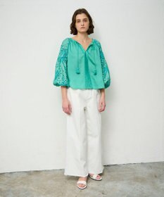 GRACE CONTINENTAL ヤシ柄カットワークトップ