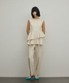 GRACE CONTINENTAL トリアセ麻調ペプラムブラウス