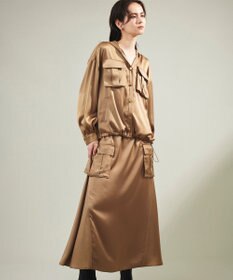 GRACE CONTINENTAL サテンミリタリーロングスカート