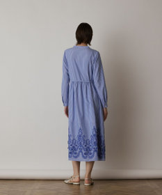 GRACE CONTINENTAL ストライプ刺繍ワンピース