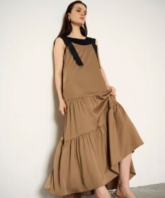 GRACE CONTINENTAL ティアードロングワンピース ブラウン