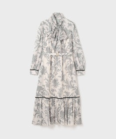 GRACE CONTINENTAL サラサプリントリボン付ワンピース