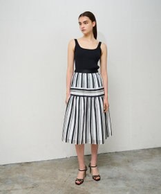 #グレースコンチネンタル#ダイアグラム#ロング#スカート#ストライプ#フレア#白 マルチシアーストライプスカート / GRACE CONTINENTAL | GRACE