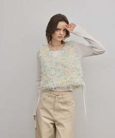 GRACE CONTINENTAL フリンジチュールベスト キナリ