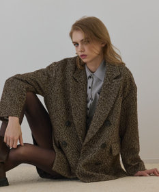 GRACE CONTINENTAL カルゼツイードダブルジャケット ブラウン